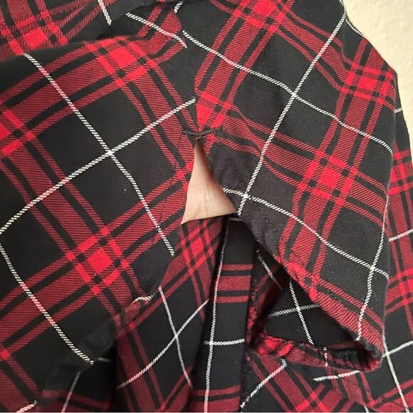 J. Jill Cotton Red, Black, White Plaid Long Sleeve Button Front Shirt Top Size M - Picture 10 of 13